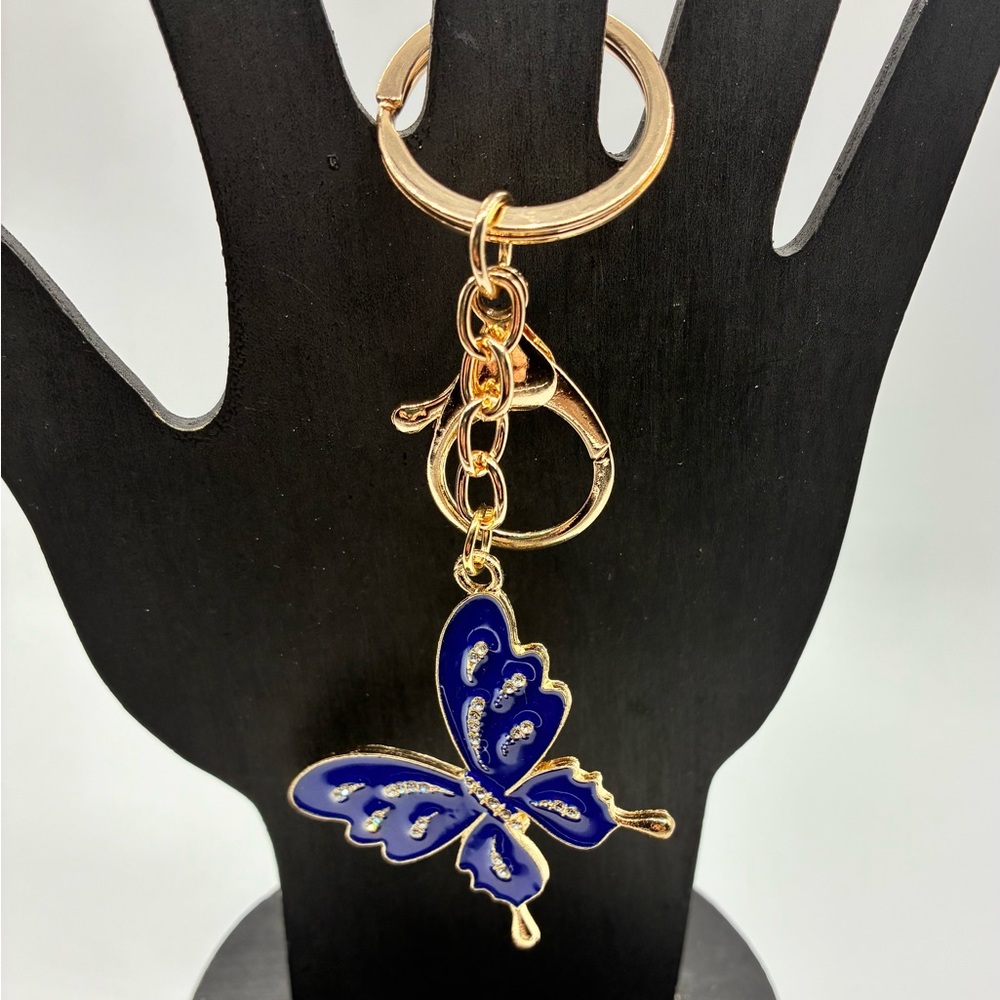 Gold & Blue Butterfly Keychain